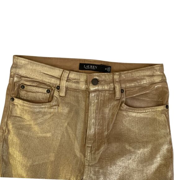 Lauren Ralph Lauren Metallic High Rise Straight Ankle Jeans SIze 6 - Picture 10 of 13